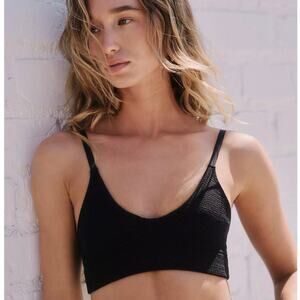 FREE PEOPLE NWT The Rib Reach For Triangle Bra in Black – Medium / Large